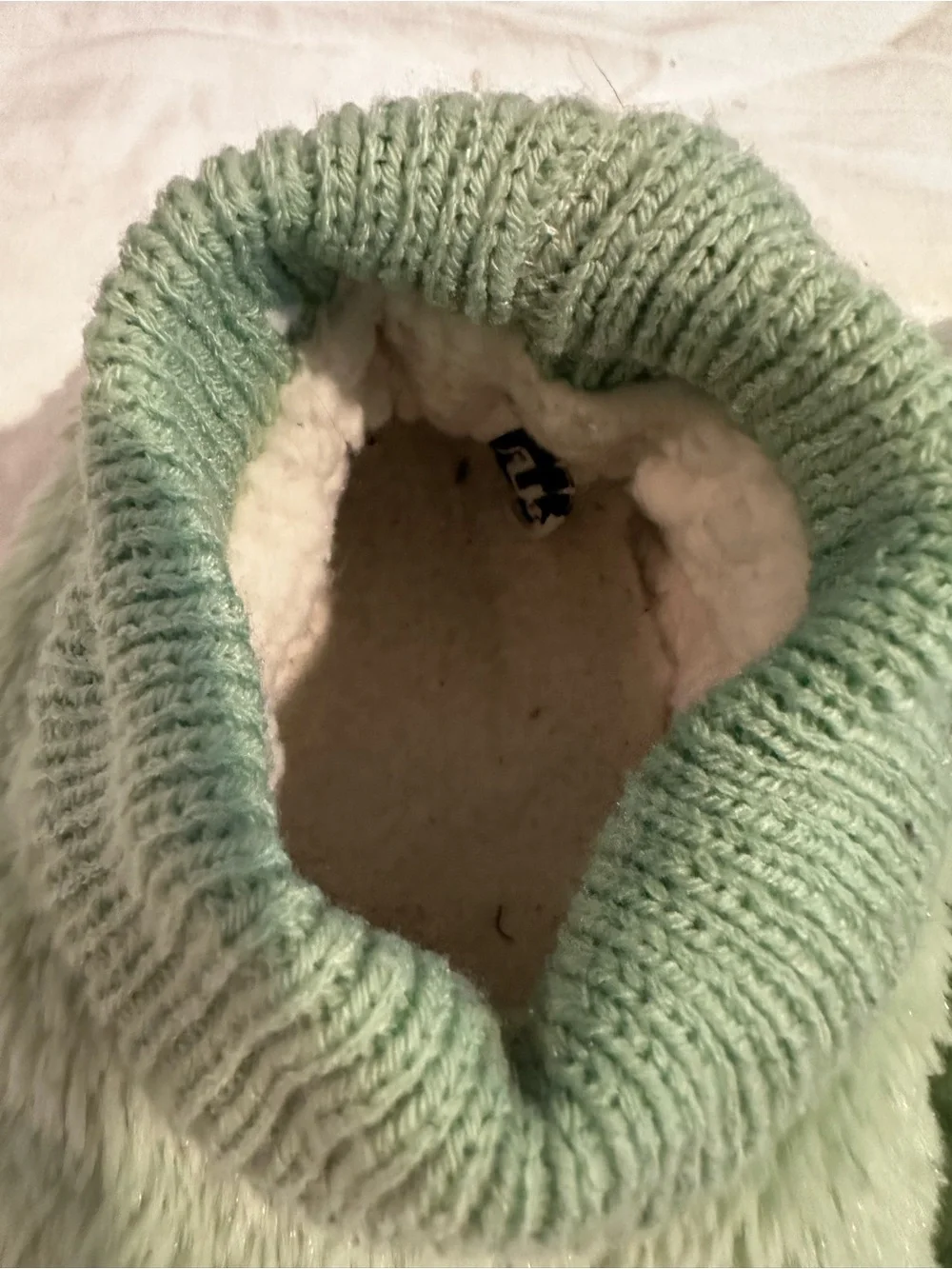 Baby Yoda LF Mint Green Plush Slip-On Slippers Socks with Knit Trim